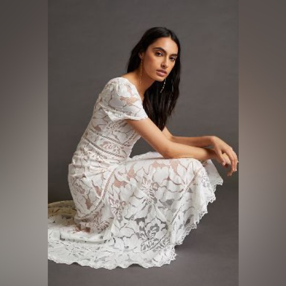 Anthropologie Slim Lace Maxi Dress, Size 2 Petite